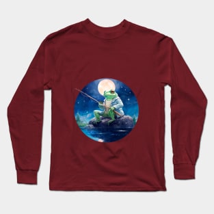 Frog Fishing in the Moonlight Long Sleeve T-Shirt